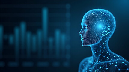 Focused goal oriented machine intelligence employing data driven algorithms predictive modeling to enhance digital process efficiency enterprise strategic growth in  Photo Stock  Concept  and empty sp