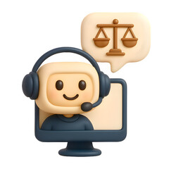 Fototapeta premium Legal Tech Support Icon – Online Legal Advice or AI Law Assistant