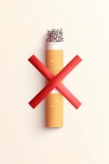 World no tobacco day. Red pencil with a ribbon is a vector illustration for school or office writing