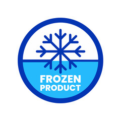 Blue Circular Snowflake Icon Logo Frozen Product Stamp Label Vector Design