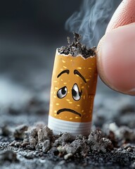 World no tobacco day. Hand holds a yellow flower seedling, a symbol of nature's growth from the Indian soil