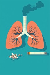 World no tobacco day. Smoking cigarette in the ashtray illustration art
