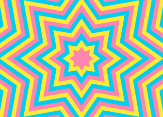 同心状の星形のイメージ背景、八角星、ポップなデザイン