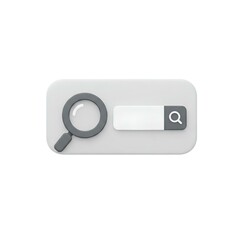 Gray Search Box with Magnifying Glass 3D Rendering