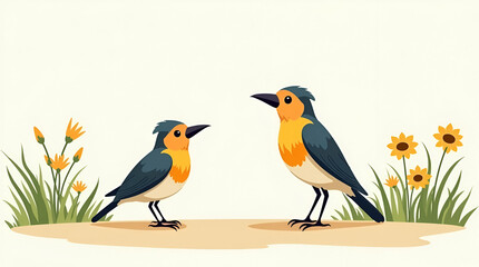 Fototapeta premium Flat Capture engaging birdwatching in May amid refined natural backdrops dynamic species interactions and sophisticated macro photography techniques that celebrate avian diversity ecological wonder an