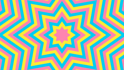 同心状の星形のイメージ背景、八角星、ポップなデザイン