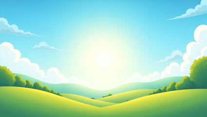 Obraz premium Flat Capture radiant blue skies and abundant sunshine over expansive landscapes with refined natural lighting dynamic cloudscapes and vibrant outdoor scenes that epitomize summer brilliance and serene