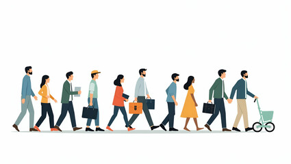 Refined Global Migration Policies: Analyzing Regulatory Reforms and Humanitarian Initiatives in a Cute Vector Illustration of Transnational Mobility