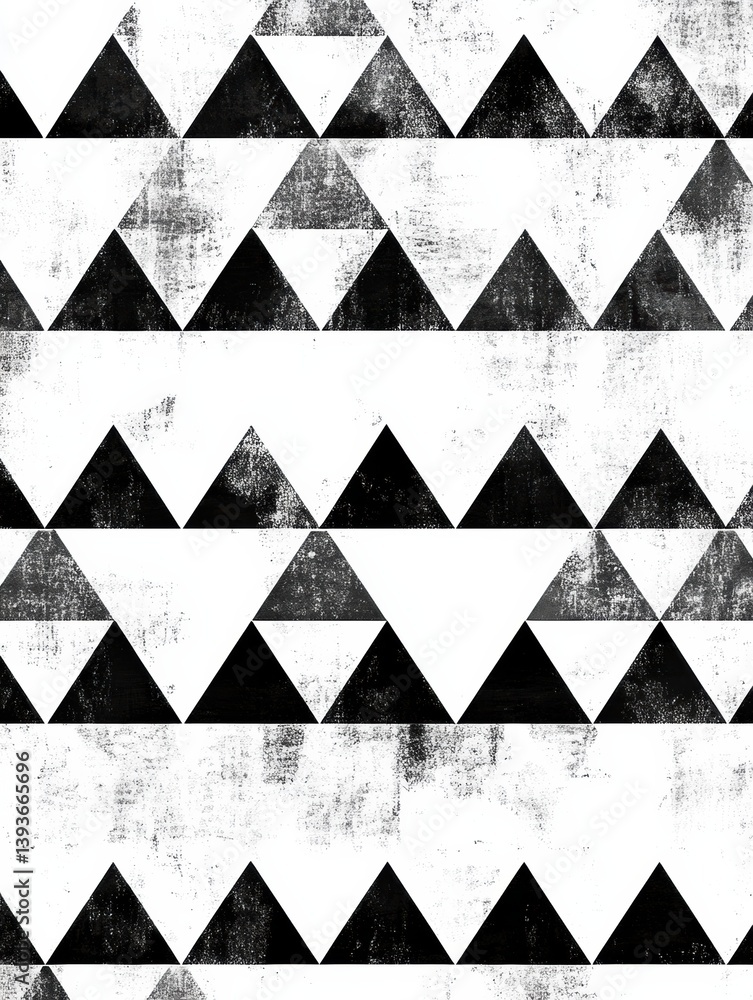 Poster Geometric triangle pattern in black and white showcasing clean minimalism with repetitive design elements and a modern artistic approach