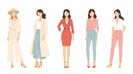 Obraz premium Explore our flat showcase of light and breezy outfits that define modern summer style with vibrant colors and refined silhouettes.