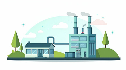 Innovative Green Hydrogen Production Center: Advanced Electrolysis & Renewable Energy Integration for Efficient Clean Fuel Generation - A Simple Flat Vector Illustration