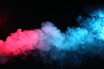 Fototapeta premium Beautiful smoke in neon lights on dark background