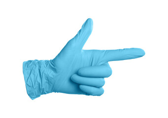 One nitrile medical glove isolated on white