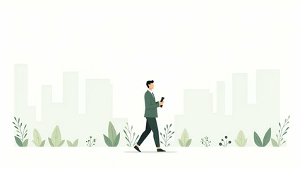 Minimalist Flat Refined Wallpaper Design: Green Finance Imagery for Sustainable Economic Models & Eco-Friendly Investment Strategies in a Smart Business Tone