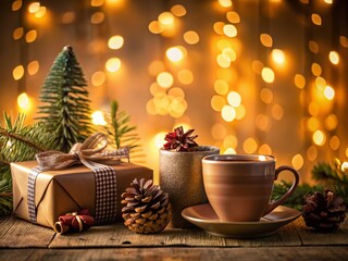 Festive Holiday Gift Ideas Cozy Christmas Cones Filled with Coffee and Cocoa A Warm and Festive Scene