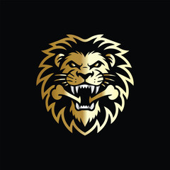 Obraz premium hunting hunter with gun and forest vector logo design template on black background. Lion and deer logo design vector template on black background. Vector illustration.