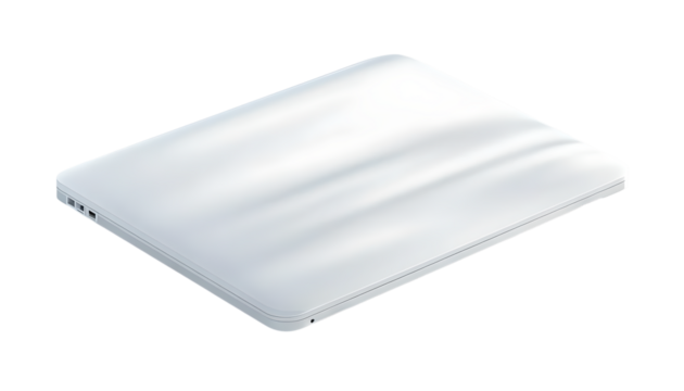 Isometric View Of A Minimalist White Laptop On Transparent Background