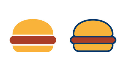 Hamburger icon vector isolated on white background. Burger and hamburger icon. Fast food vector icon