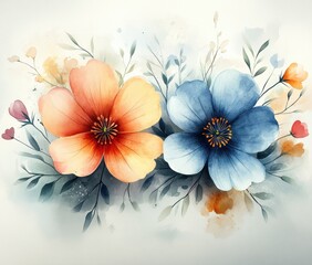 Watercolor Bouquet of Peonies Roses Eucalyptus Flowers Floral Arrangement