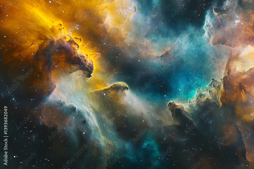 Poster a vibrant display of cosmic clouds in the nebula.