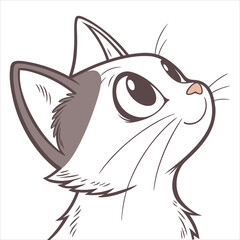 Realistic Cat Head Illustration with Expressive Eyes