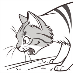 Realistic Cat Head Illustration with Expressive Eyes