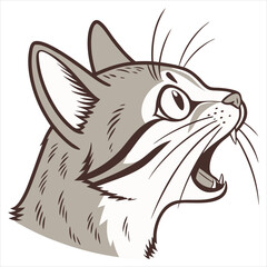 Realistic Cat Head Illustration with Expressive Eyes