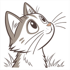 Realistic Cat Head Illustration with Expressive Eyes