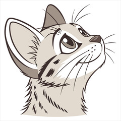 Realistic Cat Head Illustration with Expressive Eyes