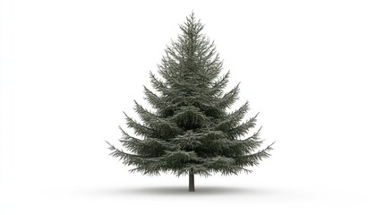 Fototapeta premium Conifer tree, isolated on white. Detailed, full shot of a stylized evergreen