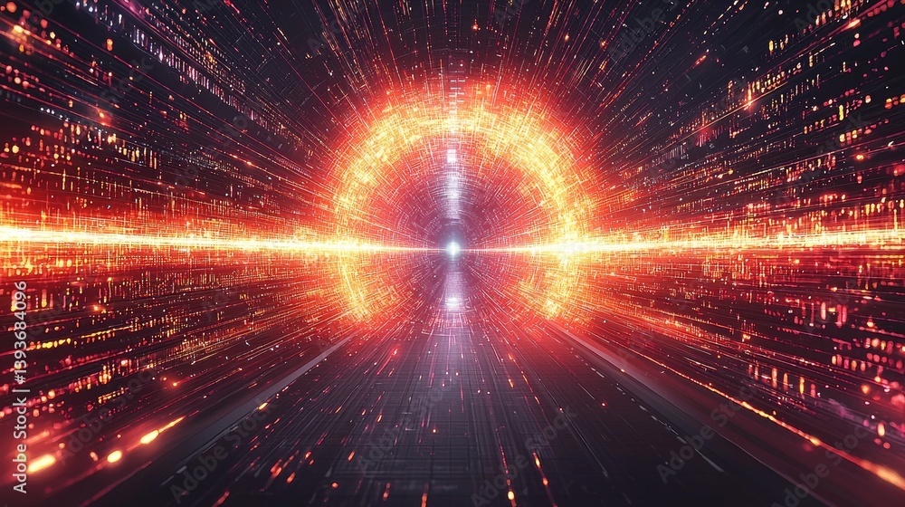 Poster digital tunnel: a journey through the abstract network of data and light