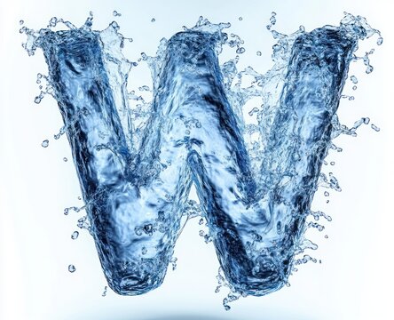 Water Splashing Alphabet and Numbers A to Z and 1 to 10 in Hyper-Realistic Style