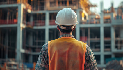 Construction Worker Observing Construction Site