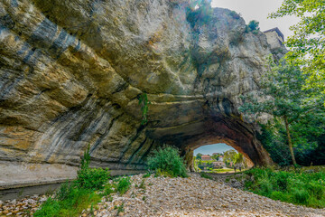 Rock cave formed by the river Nela in the village of Puentedey in the province of Burgos.