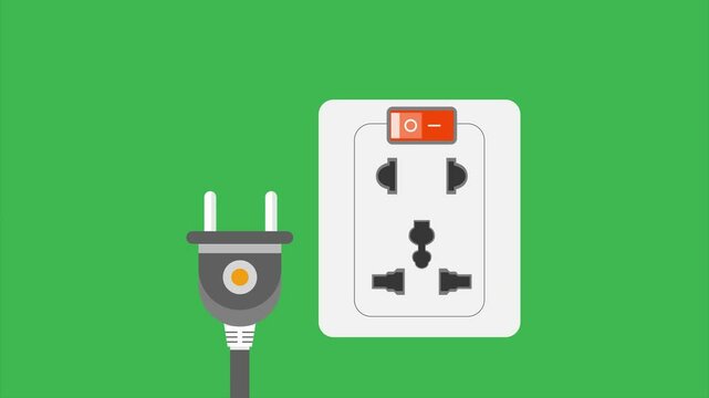 Animated video of goal public electrical socket.  Electric socket Concept. Full length animation illustration. High quality&nbsp;4k&nbsp;footage