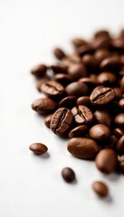 Close-up of crescent-shaped coffee beans on a clean white background, white, crescent
