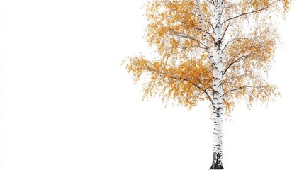 Fototapeta premium Autumn birch tree, isolated on white