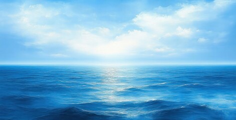Obraz premium serene ocean scene with blue waves and soft sunlight