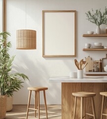 Fototapeta premium Modern, minimalist kitchen with warm, natural tones