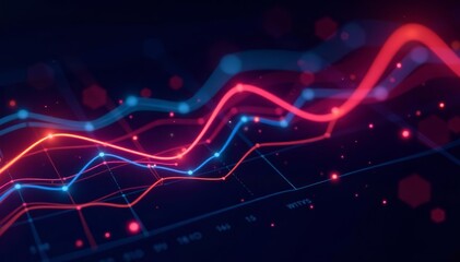 Multicolored neon graphs on a black background, technology, analytics, space