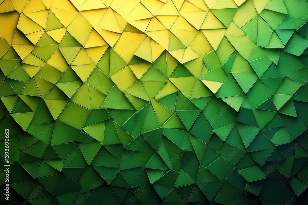 Poster geometric abstract art gradient yellow green minimalist mosaic triangular background