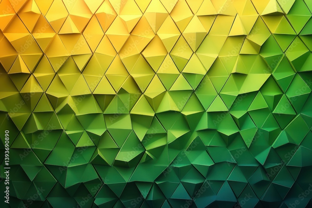 Poster geometric abstract art mosaic with yellow green gradient soft lighting triangular pattern