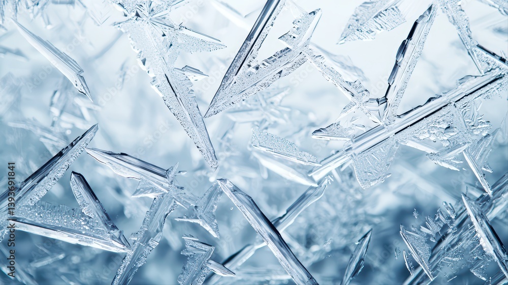 Poster intricate frost patterns on a winter window surface
