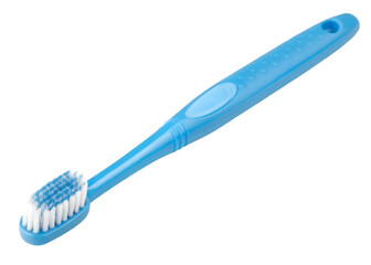 Blue plastic toothbrush isolated on transparent background Generative Ai.
