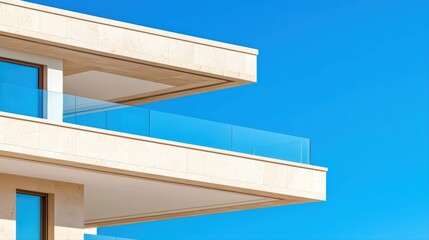 Obraz premium Modern architectural design with clear balustrade