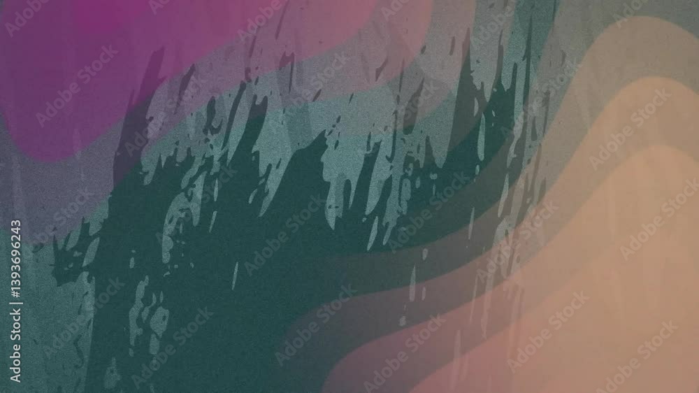 Poster creating dynamic visual pattern, abstract colorful waves and brush strokes animation