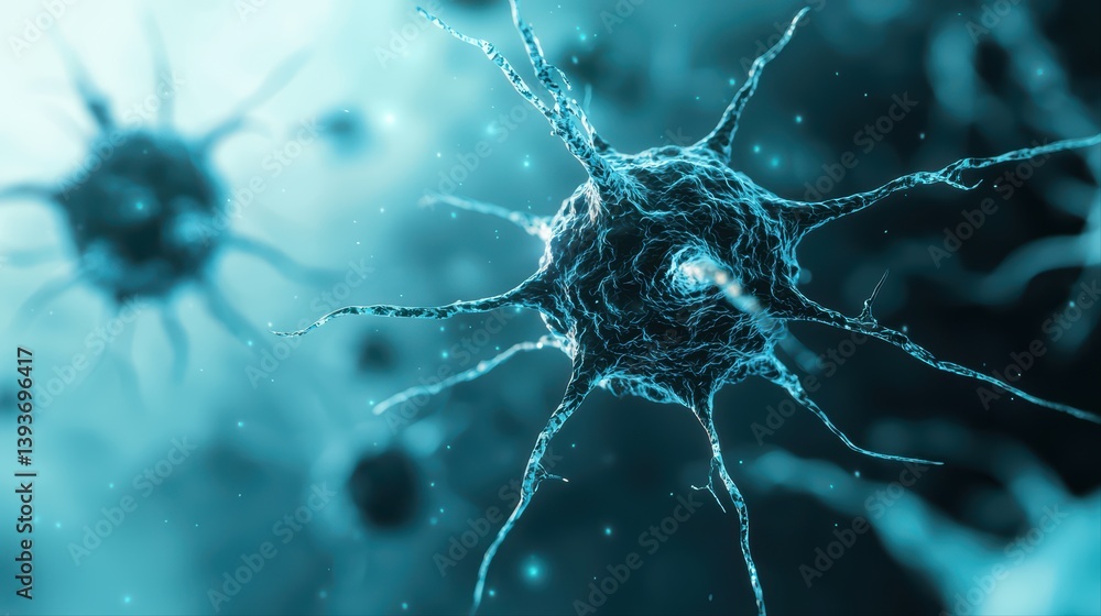 Poster intricate neuron structure in abstract digital art