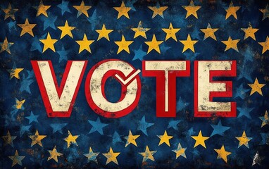 Vote 2025 Election Background Graphic Design with American Flag Colors, Modern Poster, Voting Communication, Election Event Template