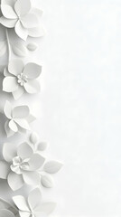 White Paper Flowers on White Background