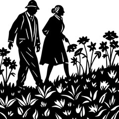 bride and groom with flowers